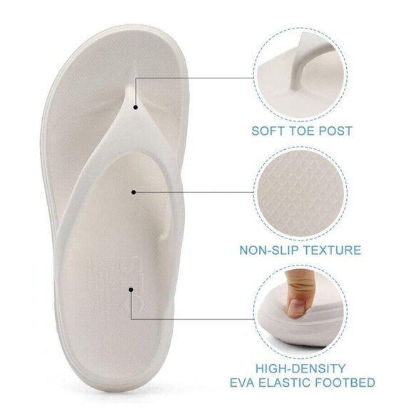 STQ Flip Flops Shower Shoes Non Slip Womens 10 White Runs Big Fits Size 11 New - Picture 3 of 6